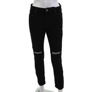 R+A Unisex Skinny Gothic Black Graphic Jeans Size 30